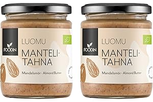 FOODIN Bio Mandelmus braun im Glas, Mandelbutter, ausgezeichnete Protein- und Fettsäurenquelle, 100% biologisch, glutenfrei u