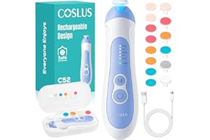 COSLUS Lime à Ongles Électrique Bébé : Lime à Ongles Électrique Bébé set Manucure Pedicure 6 Têtes de Ponçage, 5 Modes, Lumière LED, Pour Nouveau-nés, Soin des Ongles en Sécurité, C52 Bleu Foncé