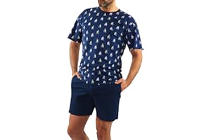 Sesto Senso Męska Piżama Krótka Bawełniana Piżama z Krótkim Rękawem Krótkie Spodenki Letni Zestaw Dwuczęściowy