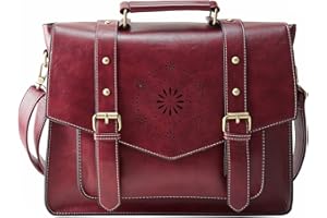 ECOSUSI Borsa Tracolla Donna Borsa Messenger Donna per Laptop 15.6'' Borsa Vintage per Lavoro Rosso…