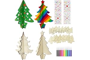 JOYEASE Basteln Weihnachten Kinder, 8 Stück Holz 3D-Weihnachtsbaum Bastelset Weihnachten, DIY Weihnachts Basteln Weihnachtsdeko, Weihnachtsbasteln Kinder