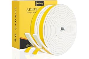 fowong Dichtungsband Selbstklebend für Türen Fenster-Abnehmbarer Klebstoff, 12mm(B) x6mm(D)/8m, Türdichtung Selbstklebend Fensterdichtung Gummidichtungsband Wetterfest, Kollisionsprävention, weiß