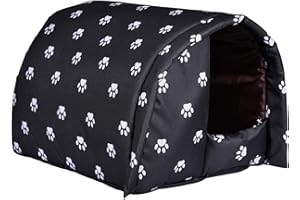 NONOTSE N/S Maison de Chat étanche, abri d'hiver Chaud, Tente de Chat, Maison Pliante Portable pour Chats Sauvages, Chats errants d'extérieur, Petits Chiens, Noir