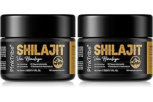 ‎P!NKTRIBE Shilajit Reines Himalaya Shilajit-Harz, Gold Qualität und Original, Ayurvedische Kräuter, Vegan (2er Pack)