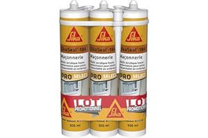 SIKA - Mastic acrylique haute performance - Lot de 3 cartouches SikaSeal-184 Maçonnerie blanc - Réparation de fissures - Joints d’étanchéité - Extérieur et intérieur - Lot de 3 x 300 ml