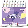 Arrtx Acrylic Paint Pens 30A Colors,Acrylic Paint Markers,Brush Tip,for Rock Painting,Wood,Ceramics,Glass,Canvas,Metal and DIY Project,Gift for her