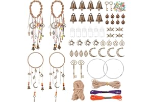 FREEBLOSS Lot de 4 carillons à vent de sorcière à faire soi-même, cloches de sorcière, corde torsadée, kit de bricolage de sorcières, décoration d'intérieur, décoration de sorcière, cloches de