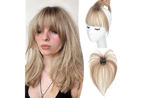 GULALUUK Bangs Hair Clip in Bangs Human Hair Clip on Fringe Human Hair Extensions Hair Toppers for Thinning Hair Women Real Hair 360°Clip on Bangs for Daily Wear (4TM)