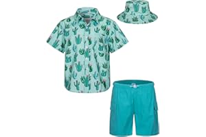 MOHEZ Boys Hawaiian Shirt and Short Set Summer Outfit Kids 2 Piece Festival Clothes Button Down Shirts Clothes Set For Kids