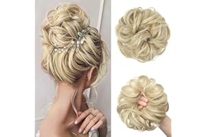 ‎JJSTAR JJstar Haarteil Mit Gummiband, Groß Dutt Haarteil Gelockt Haargummi Mit Haaren Hochsteckfrisuren Haarverlängerung Messy Bun Haarteile für Damen Mädchen Pferdeschwanz