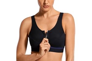 SYROKAN Damen Sport BH Starker Halt - Vorderverschluss Ohne Bügel Und Einlagen für Nach Brust OP Fitness Lauf Yoga