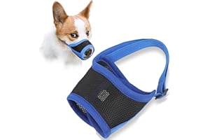 YFELOMATRIC Bozal para perros, correa ajustable, transpirable, suave, para perros pequeños y medianos, más seguro, evita morder, masticar y ladrar (M, azul)