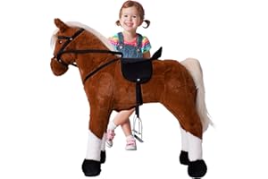 TE-Trend Pferd, 70 cm – Das perfekte Reitpferd für Kinder mit Sattel, Zaumzeug und Steigbügeln. EIN traumhaftes Geschenk für Pferdefreunde! Das ideale Spielzeug für glückliche Mädchen, Hellbraun
