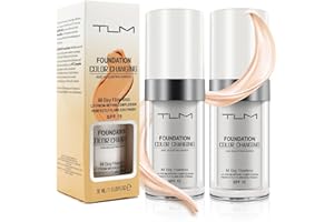 TKWWTY 2 PC Spf15 TLM HD Full Coverage Foundation Moisturizer All Day Flawless Concealer Magic Cream Color Changing Foundation Liquid
