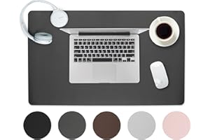 Sidorenko Podkładka na biurko, ze skóry PU, 60 x 35 cm, z przyszytymi krawędziami, antypoślizgowa mata, duża, do pisania, podkładka XXL, pod mysz, mata na biurko, szara