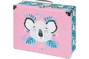 Baagl Valise pour enfants pour jouets et fournitures scolaires, mallette en carton, mallette jouet, mallette pliable, étui pliable avec poignée en métal, 26 cm x 32.5 cm x 10.5 cm