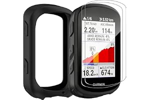 Doxxvai Fodral för Garmin Edge 540/840 + 2 skyddande film, stötsäkert silikonfodral för GPS-cykelräknare med 2 x 9H härdat gl