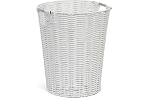 ARPAN - Papelera Redonda de plástico Resistente de Resina, Color Blanco, Ideal para el hogar, Oficina, hoteles, 25,5 x 31 cm