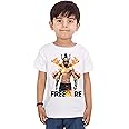Stylish White Fire T Shirt for Boys Casual Polyester New Gaming t-Shirt FF Tshirt for Kids