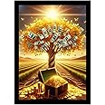 DivaFrames Money Tree Vastu Painting for Good Luck - A4 Size (8x12 Inch) Wooden Frame, Golden Tree Wall Art for Home & Office Decoration