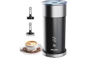 morpilot Espumador de Leche Eléctrico, Calentador de Leche 4 en 1, Acero Inoxidable, para Espuma Fría y Caliente, Latte, Capuchinos y Macchiato