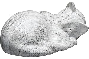 Kriss Art Haustierurnen, schlafende Katzenurne aus Kunstharz, Katzenurnen für Asche, Kleintierurne, kleine Haustierurnen (weiß)