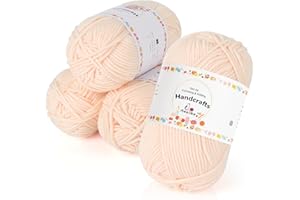 ‎AEELIKE Aeelike 200g(4x50g) 5Ply Strickwolle, Ultraweiche Garn zum Häkeln, Polyacryl Häkelgarn von Pullover, Hautfarbe