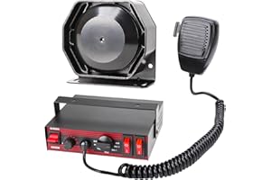 ROUTEKING Sirène de Police 8 tonalités réglables en Volume, 130dB 200W Microphone Portable Lourd, Double commutateur auxiliaire 20A, Voiture Camion véhicule Ambulance sirène d'urgence