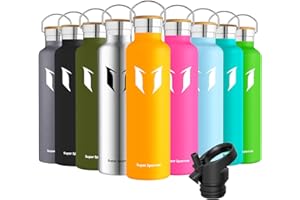 Super Sparrow Butelka na wodę ze stali nierdzewnej - 350 ml / 500 ml / 620 ml / 750 ml / 1L - Izolowana próżniowo metalowa butelka na wodę - Kolba bez BPA ze słomką do pracy, siłowni, podróży, sportu
