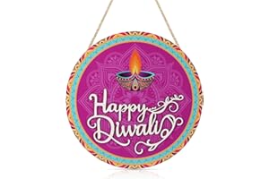CHDITB Happy Diwali Decoration 3D Front Door Sign(11.4”x11.4”), Indian Festival of Lights Wall Hanging with Rangoli Diyas, Deepavali Themed Wall Decor for Front Door Porch Home Office Party