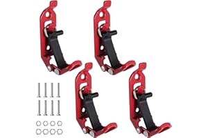 eROOSY Lot de 4 supports de pelle pour barres de toit, pinces de toit, accessoires, porte-pelles, pinces de toit en métal et caoutchouc, avec vis de fixation et écrous (rouge)