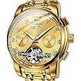 OLEVS Self Winding Watches for Men Automatic Mechanical Tourbillon Stainless Steel Waterproof Luminous Luxury Dress Wrist Watches