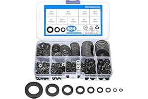 TOOINKCV 684 Stk Unterlegscheiben Set M2 M2.5 M3 M4 M5 M6 M8 M10 M12 Flache Unterlegscheiben Schwarz, Beilagscheiben Distanzscheiben Karosseriescheiben, Sicherungsscheiben für Schrauben Türscharnier