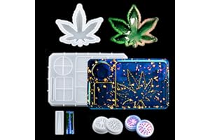 WIKIMO 5 Stück Silikonformen gießformen für Epoxidharz, DIY Epoxidharz Silikonformen zur Herstellung von Aschenbecher in Ahornblattform, Silikon Gießformen zur Herstellung von Tabletts