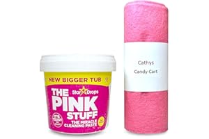 Cathys Candy Cart The Pink Stuff - Pasta de limpieza multiusos resistente para el hogar, para cocina, horno, baño, 850 g, incluye 1 paño de limpieza