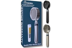 MyHalos® Shower Filter for Hard Water UK - High Pressure Filter Shower Head Set (no Hose) to Reduce Chlorine, Water Softener - Easy to Install Power Filtered Showerhead (Chrome)