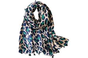 FAIRYGATE Echarpe Femmes Hiver Pashmina Châle Coton Imprimé Léopard Longue Foulards