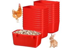 Zhehao 20 Pieces Chicken Feeder Waterer Cups 18 oz Pigeon Cage Cups Plastic Bunny Feeder Water Bowl Hanging Bird Cage Feeder Chicken for Pet Parrot Rooster Gamefowl Poultry Wire Cage(Red)