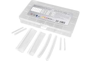 Set di 142 pezzi di tubo termorestringente 3:1 transparente con colla interna. Lunghezza totale di 8,3 m in una scatola pratica. Da ISOLATECH