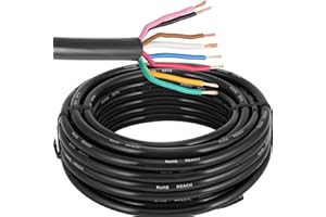 ETUKER Cavo per Veicolo 8 Poli 10M Cavo Elettrico per Rimorchio,Cavo a 7x0.5mm² +1x1mm² Rotondo Adatto per Rimorchi