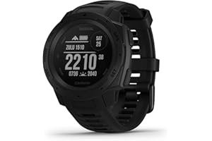 Garmin Instinct Tactical Black Sportwatch Ruged GPS con Funzioni Tattiche e Stealth, Schermo Alto Contrasto, Cardio al Polso, Profili Sport e Funzioni Smart, Nero