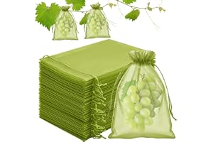 Pack med 100 organza druvkåpsskyddspåsar, fruktskyddspåsar, 20 x 30 cm, druvkåpsskyddspåsar, fruktskyddspåsar med dragsko, sk