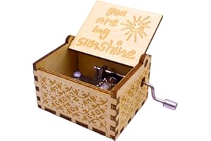 CHLDYCST You are My Sunshine Wooden Music Box, Laser Engraved Hand Crank Classical Musical Boxes Gift for Birthday Christmas Valentine's Day