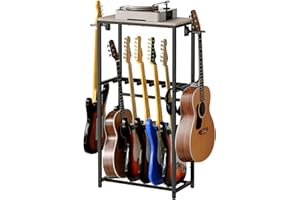 MAHANCRIS Guitar Stand, Guitar Rack for Acoustic Holder, Electric Guitar, Bass, Multiple Guitar Rack Holder for Guitars, Guitar Amp Accessories, for Home Music Studio, Greige and Black AGSHG6501