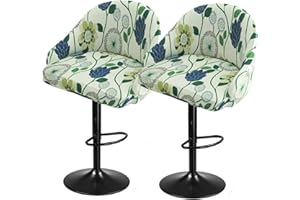 SDNAM Pub Bar Counter Stool Chair Covers with Back and Arms Set of 4/2/1 Stretch, Swivel Curved Kitchen Barstool Chair Cover Curved Back Bar Stool Slipcovers with Arms(H4,2PCS)