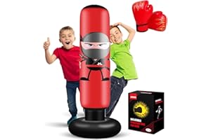 EIVONDA Sacco da Boxe per Bambini 160 cm Gonfiabile Ninja Sacco Boxe con Guantoni da Boxe per Praticare MMA Karate Taekwondo e per Scaricare l'Energia Repressa