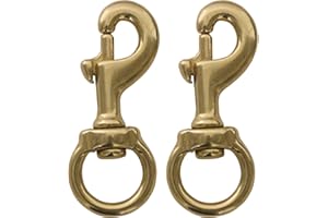 aufodara 2pcs Heavy Duty Swivel Solid Brass Snap Hook Key Ring Hook Clip Buckle for Dog Leashes, Dog Collars and Keychain (7#)