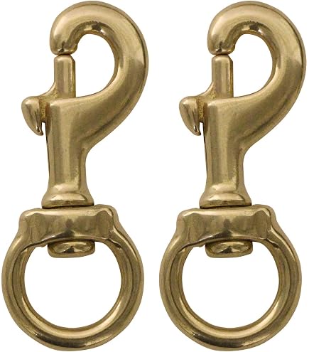 Aufodara 2-delige Draaibare Karabijnhaak Van Messing - 360°, 59x28 Mm, Voor Hondenriem En Tassen