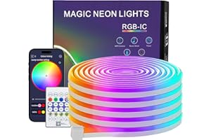 PSTAR Taśma neonowa LED 5m, wodoodporna taśma neonowa LED IP67, sterowanie za pomocą aplikacji/pilota, silikonowa elastyczna taśma świetlna DIY, do dekoracji wewnętrznych i zewnętrznych