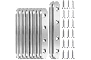 BEIHUAZI 10PCS Fixation Droits Plats Plaques Pattes D'assemblage en Inox Sont Pattes d'assemblage Équerres Plaque de Réparation pour Étagère en Bois Armoire Chaise Table, 97 x 20 mm, 76 x 16 mm